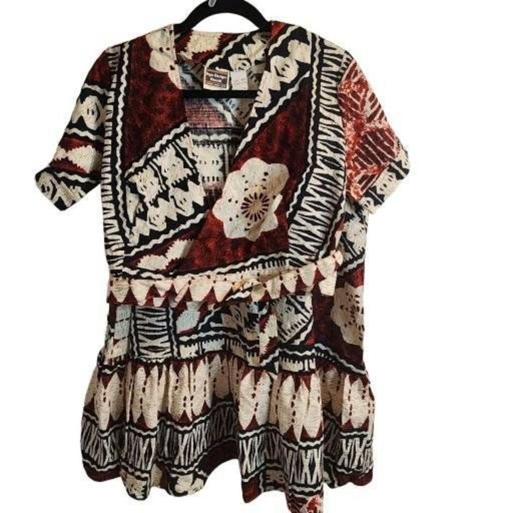 Tapa Designs Hawaii M/L NWOT 100% Cotton Vintage Wrap Top and Skirt Set